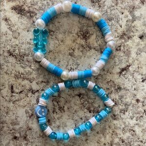 Blue and White Beaded Bracelets